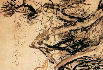 《松藤图》：清代扬州画派画家李鱓所作，为立轴绘画作品